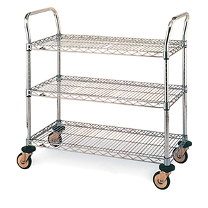 Stainless Three-Shelf Wire Utility Cart